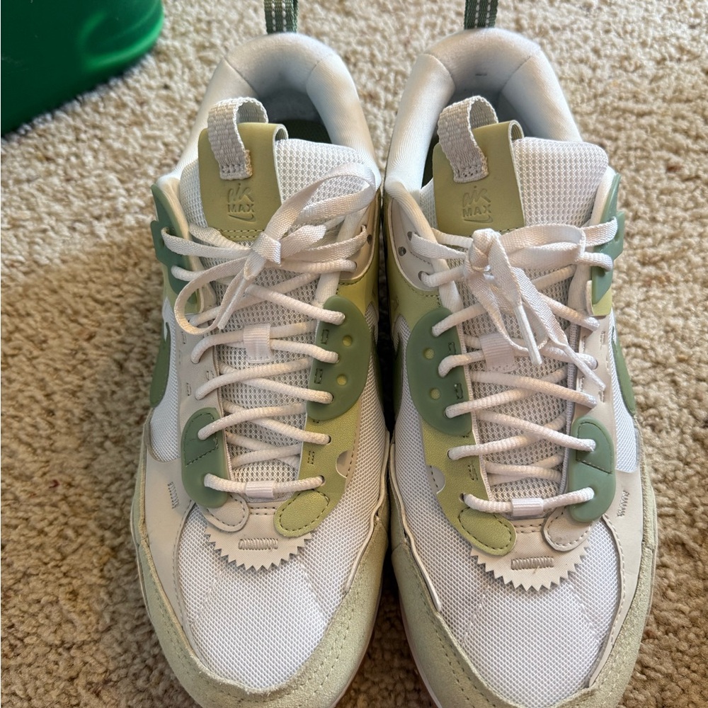 Nike Air Max White and Green Athletic Shoes